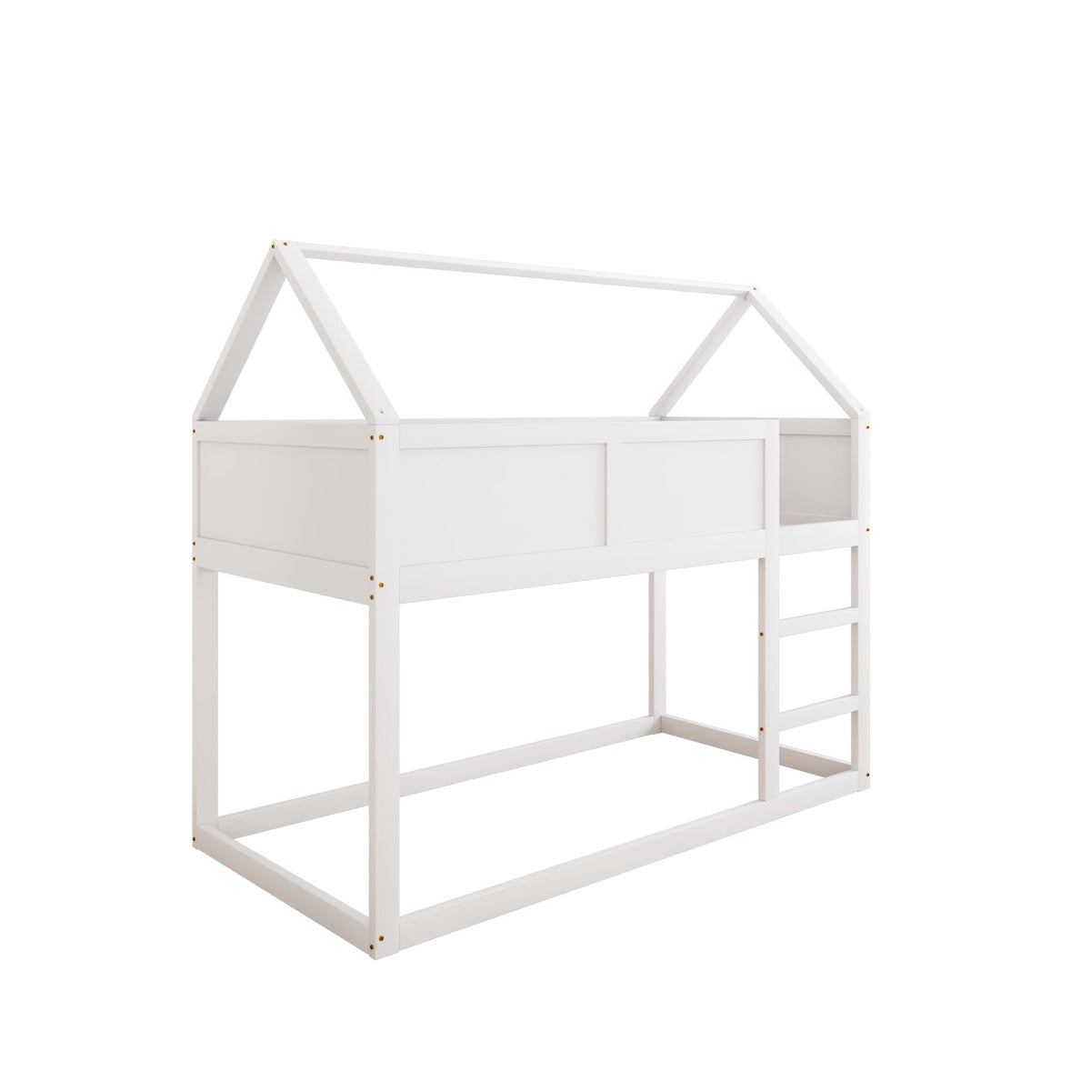 Bunk bed for children, 90x200cm Low Single Loft Bed with Stairs, White Solid Wood