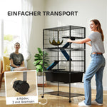 Small Animal Cage, 5 Levels, Non-Slip Ramps, Hammock, Dark Grey