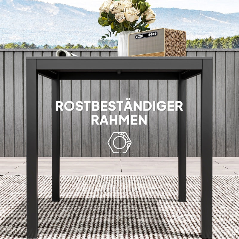 Garden Table Aluminum 73x73cm Weatherproof 4-Person Black