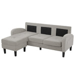 L-shaped Corner Sofa 3-Seater Chaise Longue Modular - Cotton-Linen