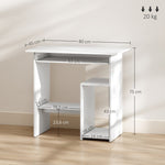 Desk, Computer Office Table with Keyboard Tray & Shelves, Chipboard, White