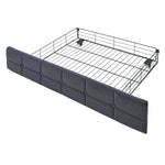 Upholstered Sofa Bed 90x200 Multifunctional LED USB/Type-C Drawers Grey