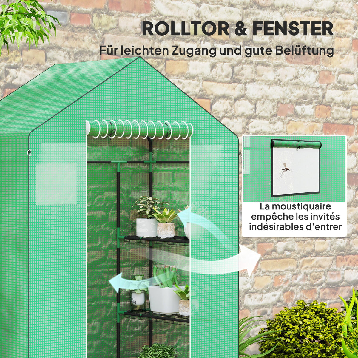 Greenhouse, Roller Door Window Shelves, Steel
