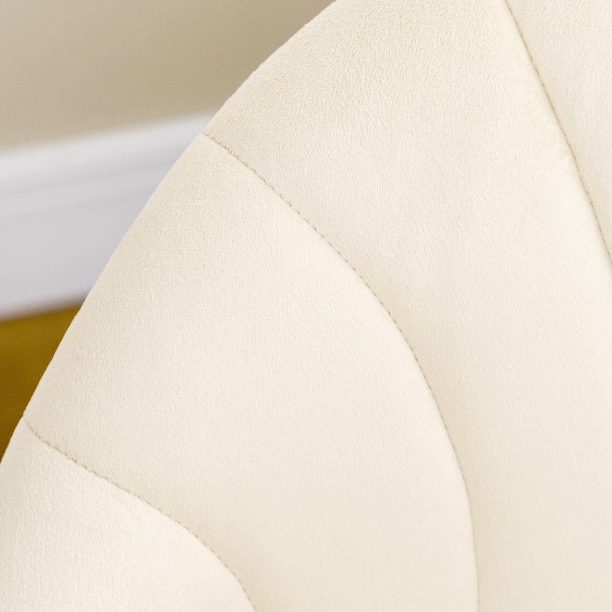 Dining Chairs, Set of 2 Upholstered with Velvet Backrest and Steel Legs, Cream