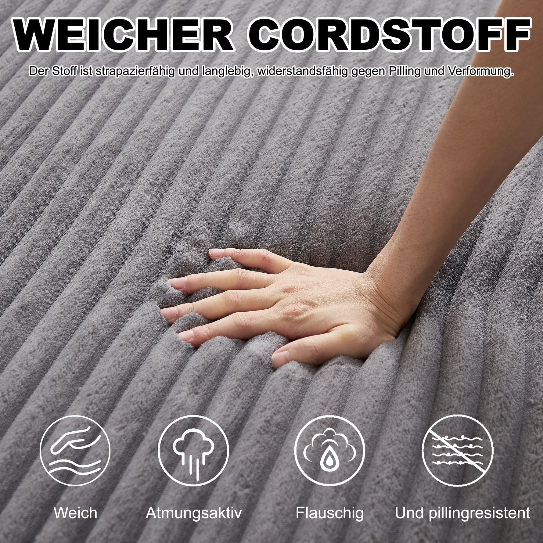 Sofa Bed 2-in-1 Modular with Removable Footstool Corduroy