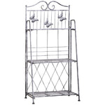 Metal Plant Stand, 3 Tiers Flower Ladder 44x25x96cm, Silver Grey