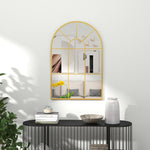 Wall Mirror, 91x60 cm Decorative Window Frame, Gold Metal