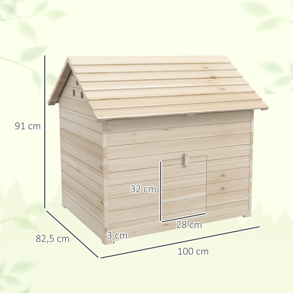 Duck House, Hinged Tilting Roof, Raised Floor, Fir Wood