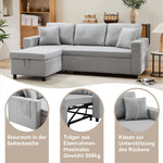 Sleeper Sofa L-Shaped Chaise Longue Reversible Storage with Pocket
