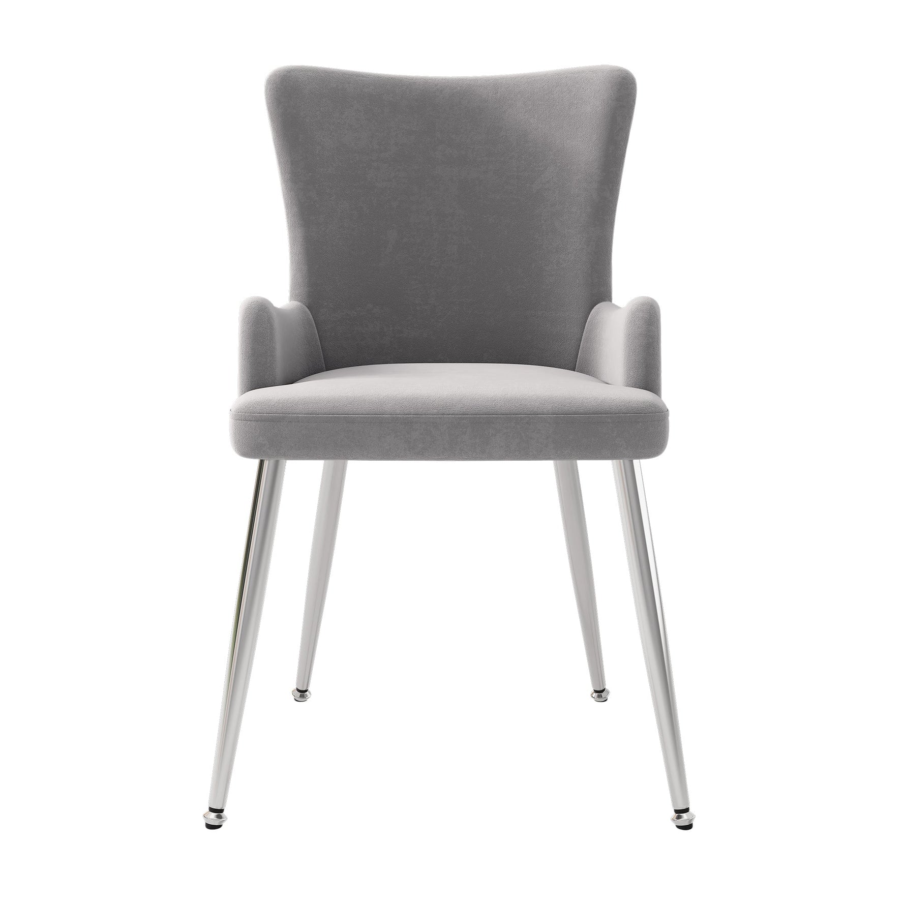 Velvet Dining Chair Set of 2, Luxurious Lounge Chair with Silver Metal Legs, Grey Velvet