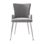 Velvet Dining Chair Set of 4 with Metal Legs Grey