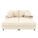 Double Sofa Bed with Sleeping Function, USB Port & Cup Holder - Beige
