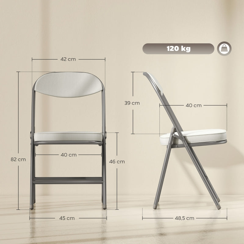 Folding Chair Set of 4, Padded, Foldable, 120 kg Load Capacity, Cream White