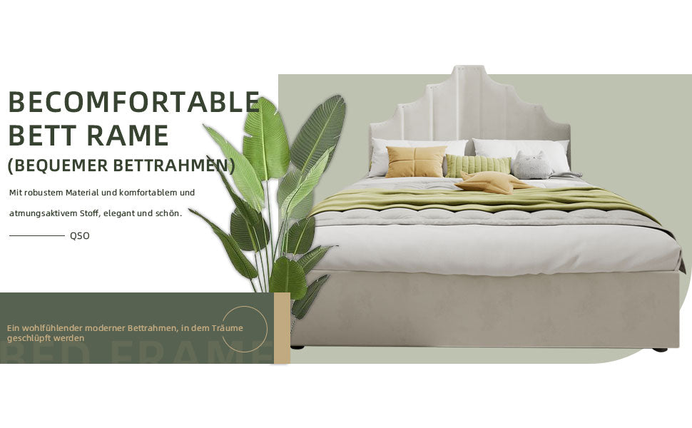 Modern Minimalist Soft Bed, Headboard 140*200CM, Beige
