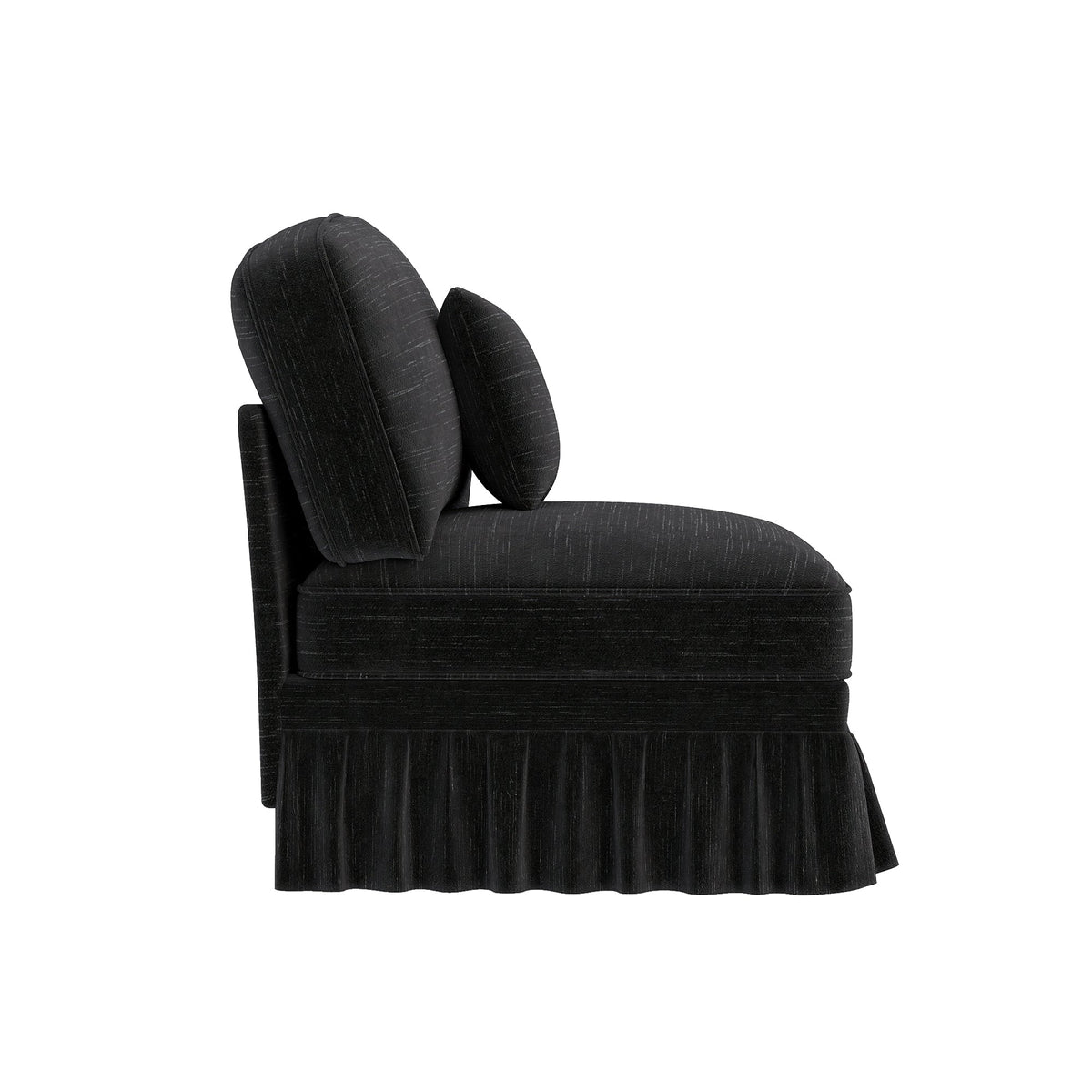 Windsor Armless Cloud Sofa with Chenille Fabric and 1 Cushion, Black