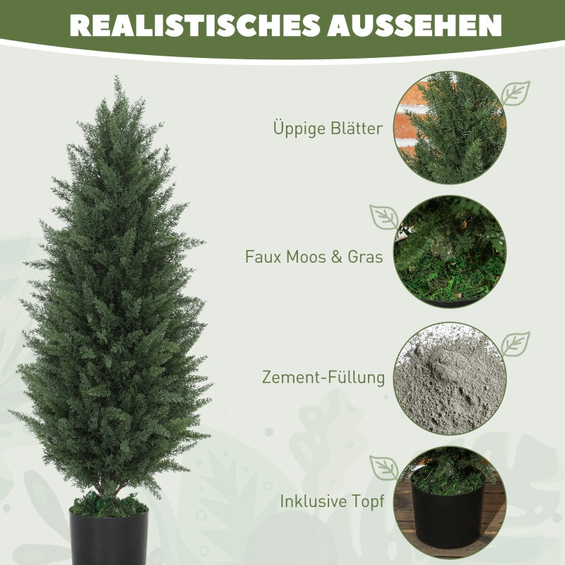 Artificial Cypress, Set of 2, 90 cm UV-resistant Plastic