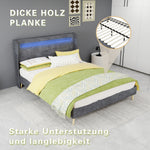 Modern Upholstered Bed 140x200cm with LED Headboard & Mattress, Grey