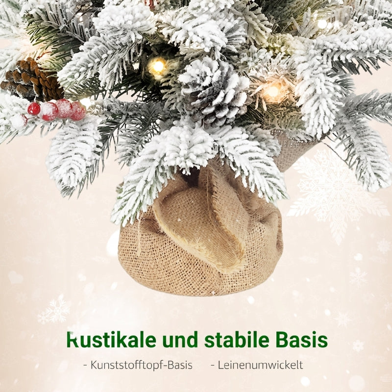 Mini Christmas Tree 60cm with 35 LED Lights & Snow, White