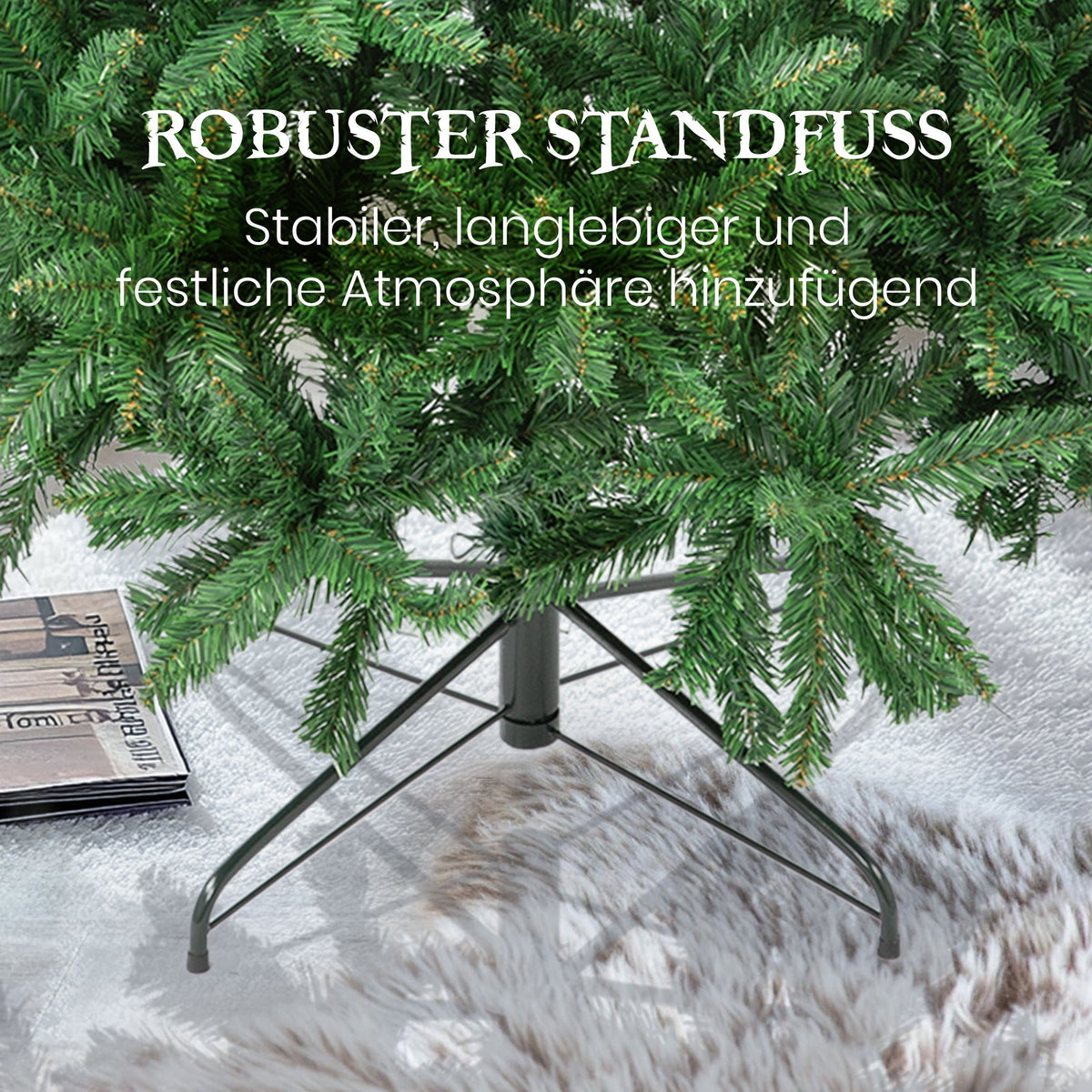 Artificial Christmas Tree 210cm 1400 Tips with Lights & Stand, PVC