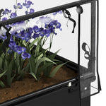 Raised Garden Bed with Cover, Elevated Herb Planter & Drainage Holes, Metal Black