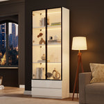 Display Cabinet 80x34x200cm Tall with LED Lights 2 Doors Aluminum Frame White