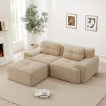 Boneless Modular Sofa L-Shape Deep Seat Sleeper with Ottoman Corduroy Beige