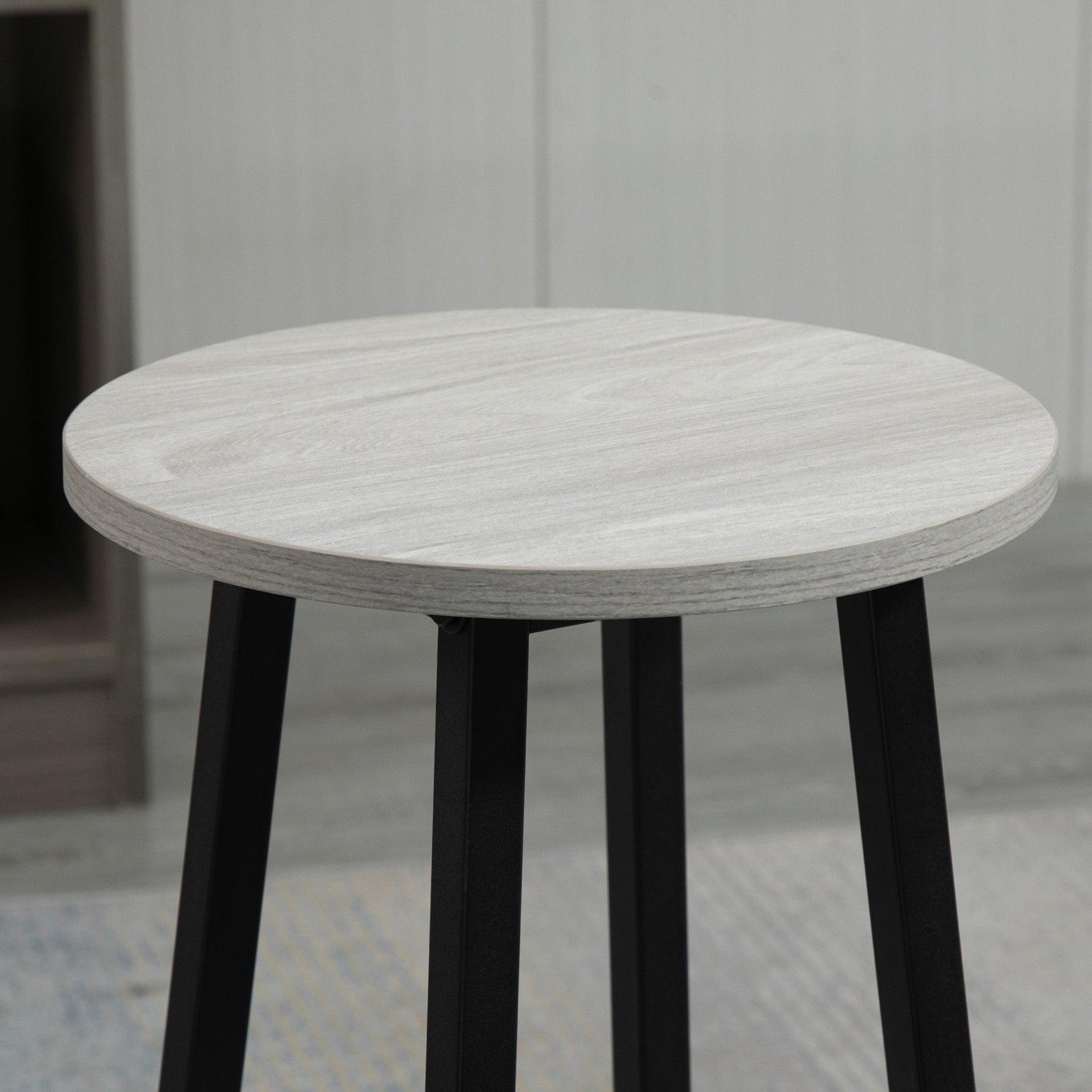 Dining Set, 6-Piece with 2 Bar Tables and 4 Stools, Industrial Design, Gray and Black Chipboard and Steel