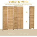 Folding Screen, 4-Panel Room Divider 160 x 170 cm, Bamboo Natural