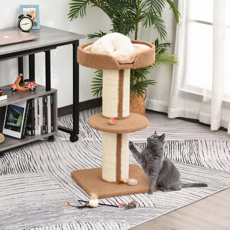 Cat Tree, 91 cm Sisal Posts, Platform, Light Brown
