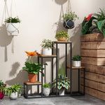 Plant Stand, 4-Level Flower Shelf, Wooden, Light Brown