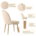 2 Dining Chairs Modern Comfortable Gold Metal Legs Beige Velvet
