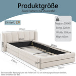 Single Bed 90x200cm Comfortable Headboard Chenille Beige