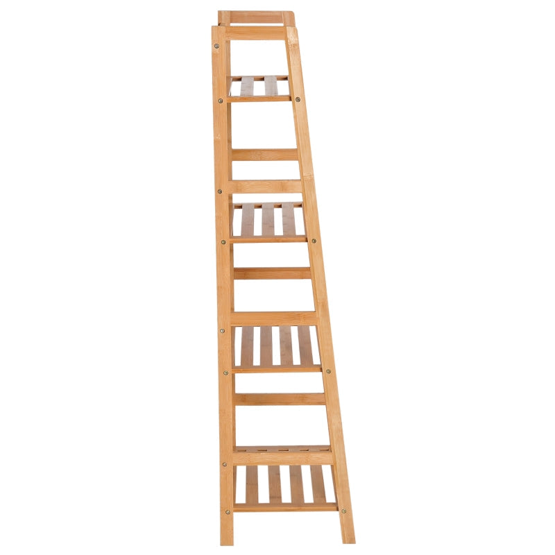 Ladder Bookcase, 4-Tier Bamboo Top, Natural