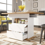 Extendable Telescopic Dining Table with Three Shelves for 4-6 People, White