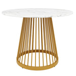Round Dining Table 80cm 4-Person MDF Marbled Top Gold Legs