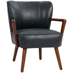 Lounge Chair, Armrests, Wooden Legs, Faux Leather
