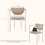 Lunar Dining Chair - Polished Stainless Steel Frame - Light Khaki