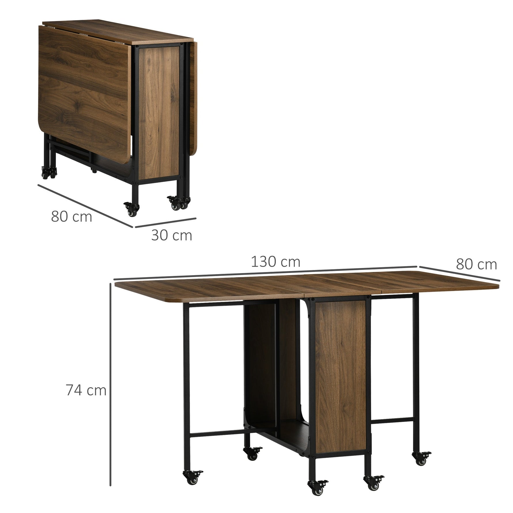 Folding Dining Table, 6 Person, Storage, Light Brown