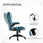 Office Chair Gaming Chair, Massage & Heating Function, Height-Adjustable 120kg, Blue