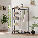 Coat Rack, Clothes Rail Shoe Rack Storage, Oak