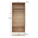 Children's Wardrobe Hanging Rail & Cat Bed 80x50x200cm White Natural Wood