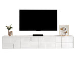 Modern TV Stand 170cm, Floating/Freestanding, 3 Doors 2 Drawers, High-Gloss White