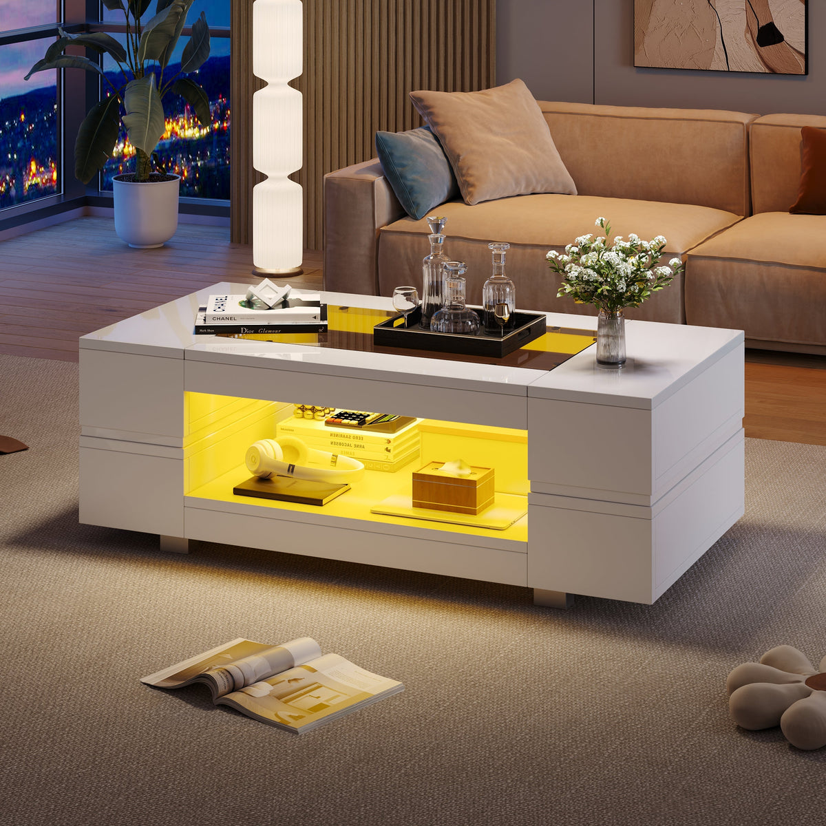 LED Coffee Table Bluetooth App Control, White