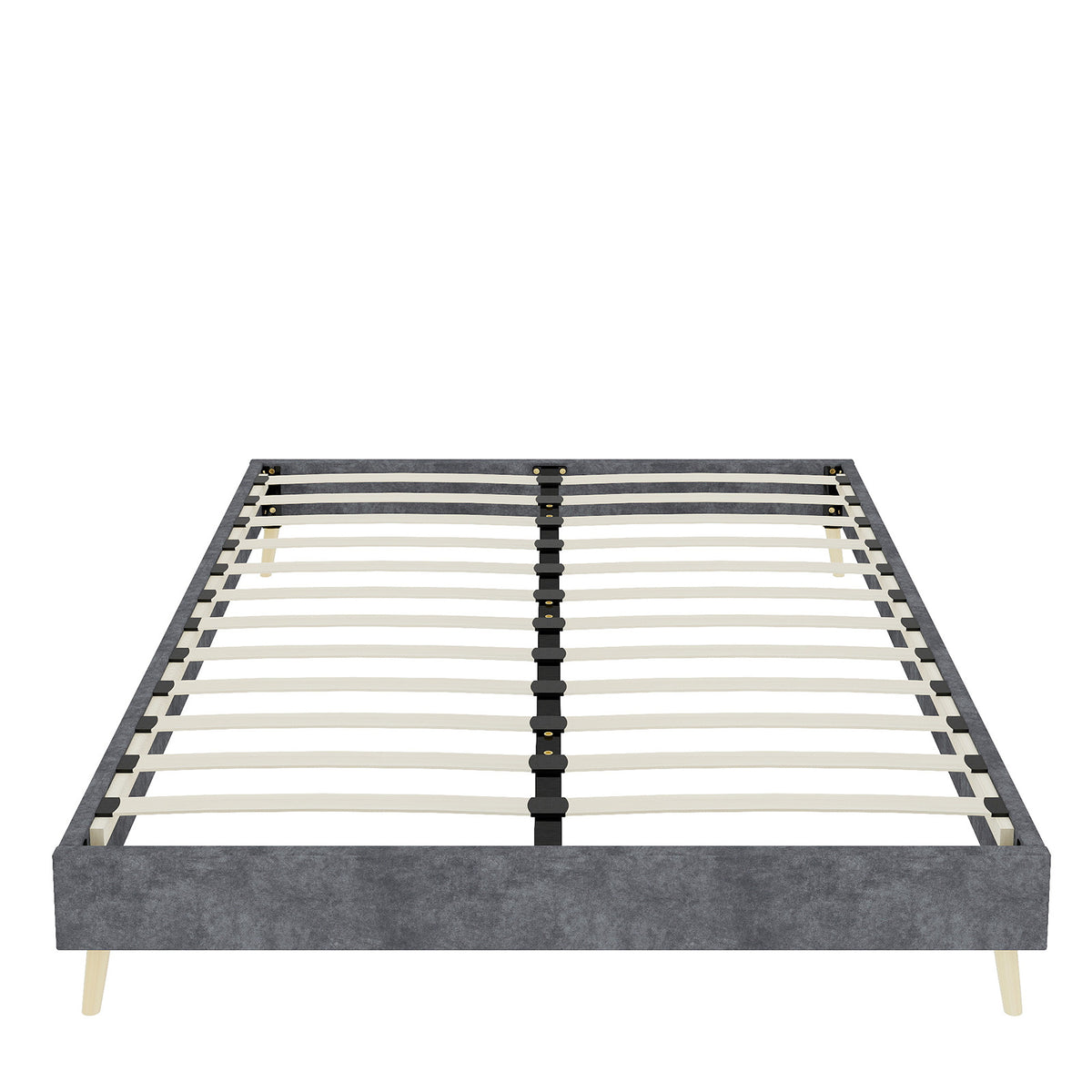Bed Frame 160x200cm Minimalist Low Box - Gray Dutch Velvet