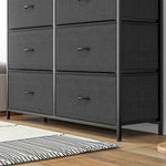 Chest of Drawers/Sideboard, 10 Foldable Fabric Drawers, Steel Black