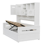 Wooden Sofa Bed 90x200cm with Hydraulic Storage in White