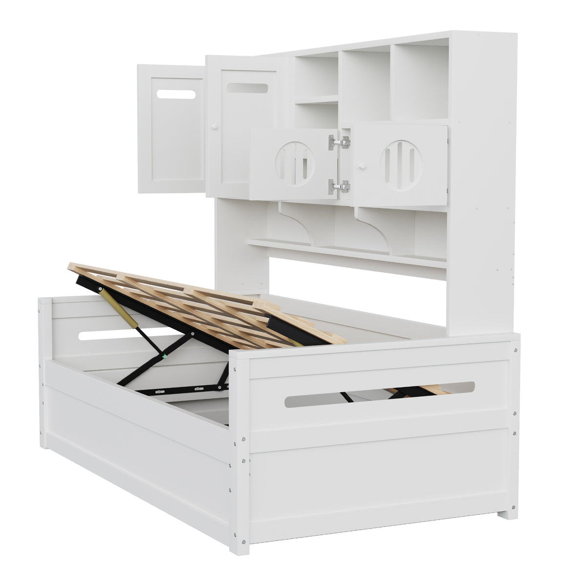 Wooden Sofa Bed 90x200cm with Hydraulic Storage in White