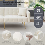 Sofa Bed, Two-Seater Multifunctional Folding with Adjustable Backrest & Armrests, Velour