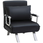 2-in-1 Sofa Bed Adjustable Backrest Removable Cover Polyester Black