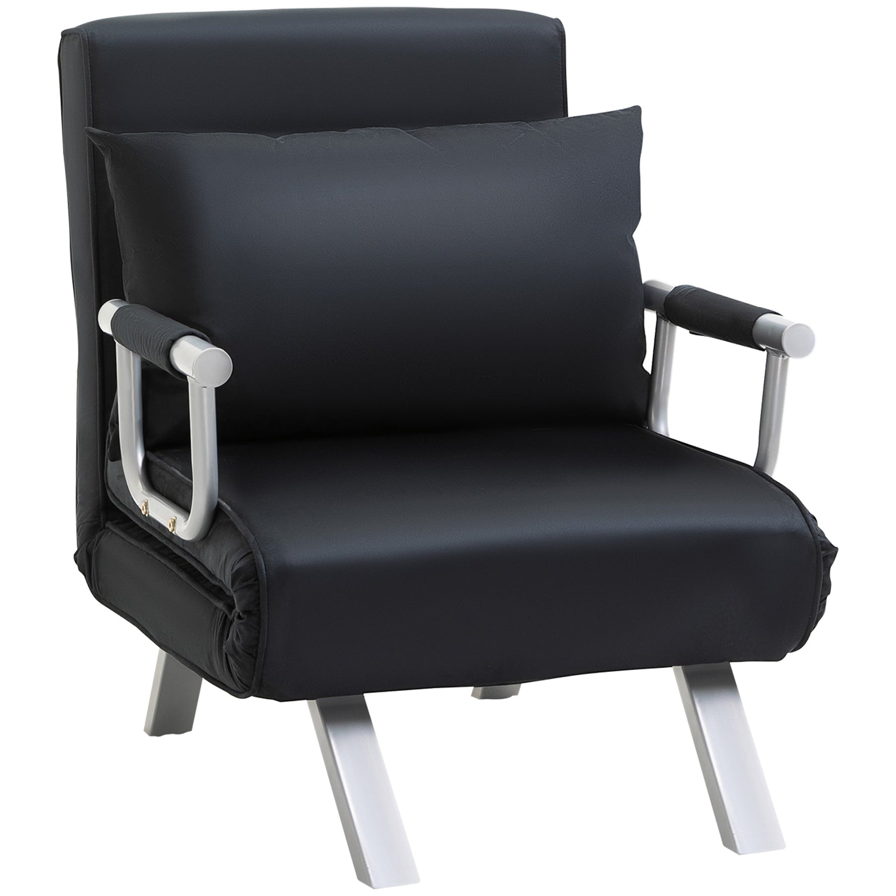 2-in-1 Sofa Bed Adjustable Backrest Removable Cover Polyester Black